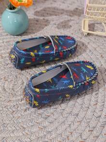 1 Đôi Giày Lược Bé Gái Đế Mềm Dễ Thương, Thoải Mái, Họa Tiết Khủng Long, Dễ Mang Vào/Tháo Ra, Thích Hợp Cho Mùa Xuân/Hè, Đế Mát-xa - Màu xanh lam - Xem 4