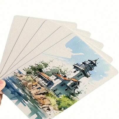25张/包 高级水彩纸，300克/平方米，高品质纹理，专业绘画的理想之选，厚实素描纸，适用于水彩画、素描、手工折纸和艺术学习，是小型艺术作品和精美明信片的理想之选。