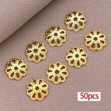 50个18K镀金花形珠帽,精美镂空花形珠帽,适用于DIY耳环、手链、项链等工艺品制作 - 彩色 - 查看 13