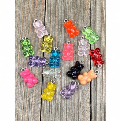 4Amazonia 10 Stück süße Candy Bär Anhänger Charms für Halskette, Armband, Ohrringe, Schmuckherstellung, DIY Zubehör, Harz Bären Charms
