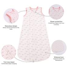 Lilbestie 3 Pcs Lightweight Baby Sleeping Bags 0-12 Months Wearable Blanket For Babies 2-Way Zipper TOG 0.5 Toddler Sleeping Sack - Baby Pink - View 3