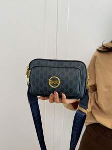 Tas Bahu Persegi Klasik Terbaru Serbaguna Warna Solid Bahan PU Tahan Air dengan Desain Quilting Berlian dan Dekorasi Logam Bergaya Retro - Biru - View 4