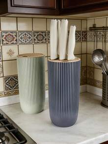 1pc New Plastic Knife Holder Rack, Simple Kitchen Knife Storage Organizer - Multicolor - View 5