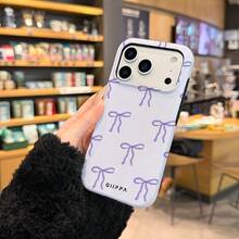紫色蝴蝶结手机壳，采用缎带和柔和色调设计，兼容 17、16、15、14、13、12和11 Pro机型，TPU材质，防震保护。是送给家人、朋友、孩子、生日、春季、节日、男朋友、女朋友以及情人节的完美礼物。 - 紫色 - 查看 2