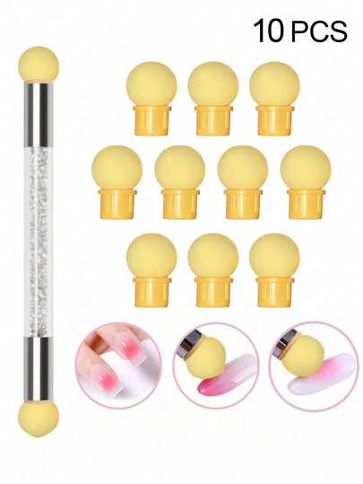 10 đầu mút xốp tròn + 1 bút vẽ móng nghệ thuật, đầu cọ thay thế cho sơn gel móng tay màu gradient, dụng cụ chấm kim tuyến, đồ dùng làm móng, dụng cụ làm móng, dụng cụ vẽ móng, đồ dùng học tập, nghệ thuật làm móng, dụng cụ làm móng (thích hợp cho móng giả), dụng cụ làm móng