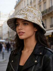 1pc Women's Letter Embroidered Fashionable Bucket Hat - Multicolor - View 5