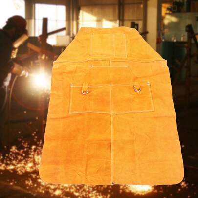 Electrician Carpenter W/Pocket Wear And Heat Resistant Cowhide Welder Suit Apron