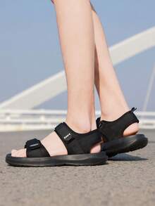 1双男士时尚夏季凉鞋，新款简约防滑透气鞋，耐穿沙滩鞋 - 黑色 - 查看 5