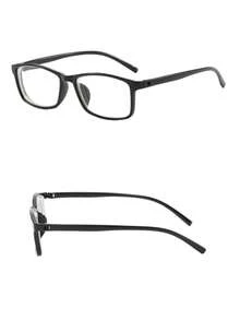 1 Par de Óculos Retangulares Pretos Transparentes, Óculos de Moda Casual Feminina, Adequado para Uso Diário - Preto - Visão 5