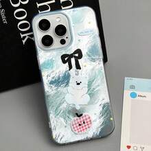 1个冰川漩涡闪光扎染蝴蝶结卡通小狗创意手机壳，兼容 11 12 13 14 15 16 17系列，适合作为礼物送给家人、朋友以及各种节日礼物 - 彩色 - 查看 3