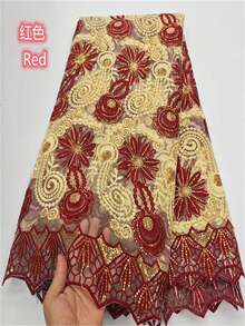 2026 Luxury African Nigerian Net LaceWater Soluble Fabric Green High Quality Mesh French Sequins Tulle Sewing Fabric For Wedding Party 1yard/5yard - A - View 8