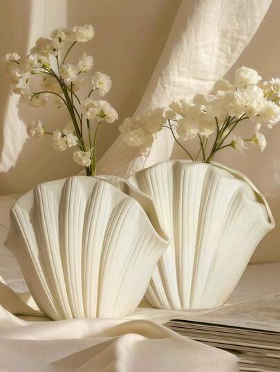 1 قطعة مزهرية على شكل صدفة، ديكور منزلي أنيق، تصميم موجي فريد، مزهرية بطراز حديث، مناسبة لغرفة المعيشة والنوم والمكتب، بطراز ساحلي بوهيمي، مزهرية سيراميك بسيطة، رائعة لهدايا الافتتاح والزفاف وديكور الداخلي، وعاء للزهور، ديكور سطح الطاولة والرفوف