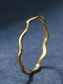 1 pièce Bague élégante pour femme, convient pour le mariage, les fiançailles, les fêtes, cadeau de la Saint-Valentin - Or jaune - Voir 3