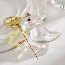 1个男女通用新款电镀炫彩可爱小恐龙钥匙扣卡通透明恐龙五芒星饰品，适合作为礼物送给朋友，可作包包挂饰、钱包挂饰、钱包配件，3D打印动物可爱少女心物品，汽车必备品，汽车装饰 - 彩色 - 查看 2