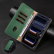 1pc Flip Cover Protective Case Compatible With Apple 17 Pro Max/16/15/14/13/12/11 Pro, Wallet Style Phone Protective Case - Green - View 4