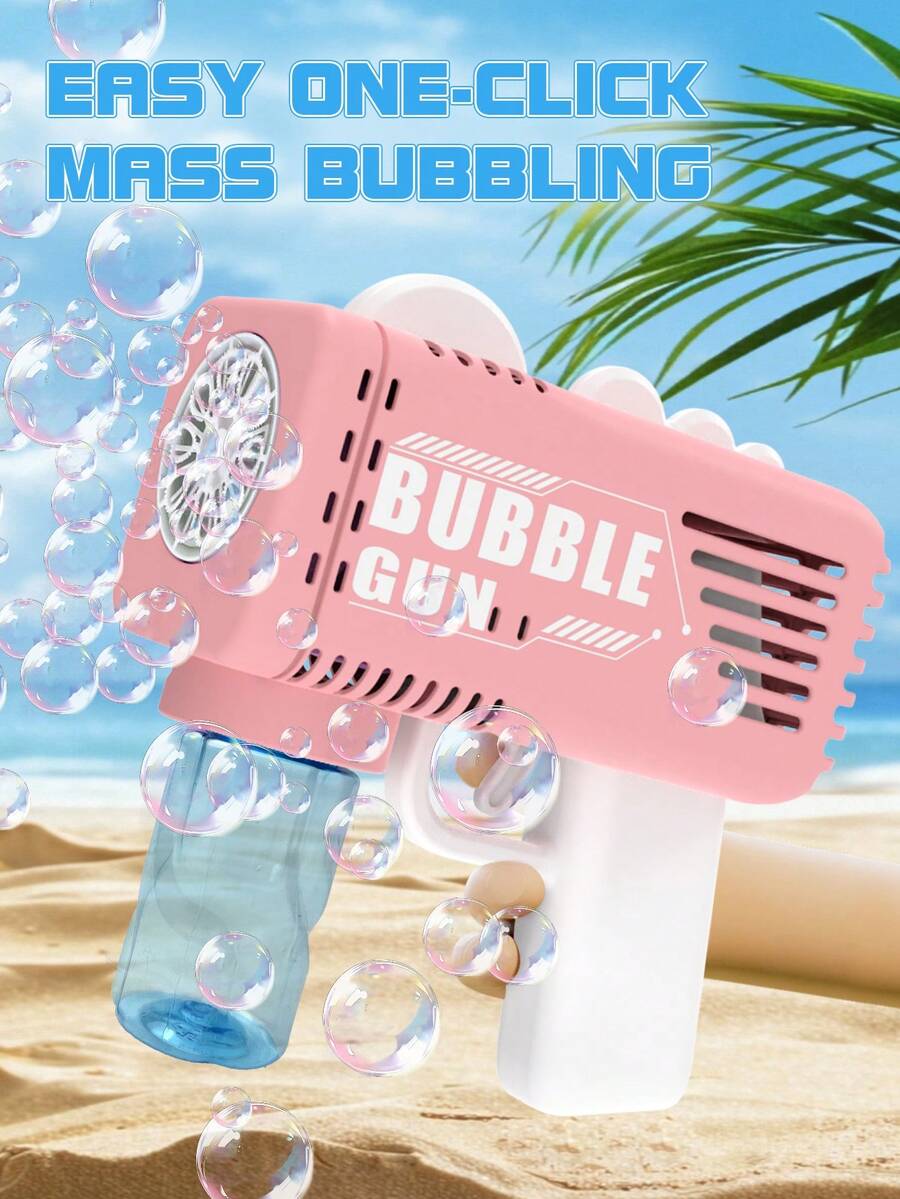 Automatic Dinosaur Handheld Bubble Machine - Summer Electric Water Bubble Toy - Available In Blue And Pink, Suitable For Boys And Girls. Handheld Multi-Hole Bubble Gun (Batteries And Bubble Liquid Not Included)