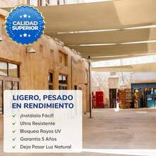 Malla SombraMPQ Mallas Sora Toldo Monofilamento 90-3.7x5m ige - Cintas de Refuerzo y Oillo - teccion UV Perfecto para Patios ardin Coceras Exteres Vela-Reente al Sol y al Desgastesun shade cloth - Beis - Ver 2