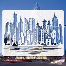 16 X 12 Inch Modern Skyscraper Paper Cutting Template, City Skyline Architecture Painting Template, Made Of Durable Plastic, Suitable For Architecture Art And Design - A - View 9