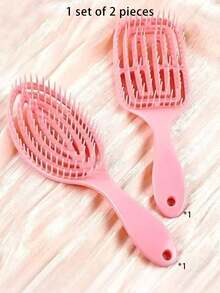 1 Set Of 2 Pieces (Two Styles) Dry And Wet Dual-Use Hollowed-Out Spiral Comb, Household Scalp Massage Mosquito Coil Comb, Arc Maze Hair Smoothing Comb - Multicolor - View 5