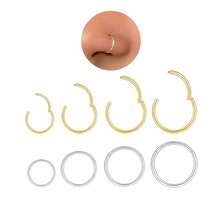 金鼻环 - 超细18号（6mm/8mm/10mm/12mm）鼻环 - 女士小巧18K镀金鼻部穿孔饰品 - 手工鼻环 - 可直接作为礼物赠送，适用于鼻孔、鼻中隔、耳软骨、耳廓、耳屏、耳廓、唇部、耳垂等部位的穿孔，316L不锈钢铰链式无缝耳环 - 彩色 - 查看 1