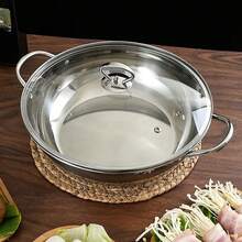 Stainless Steel Double Layer Grid Design Covered Double Flavor Hot Pot With Strainer, Thickened And Deepened Design, Odorless, Heat Resistant, Non-Stick And Rustproof, Suitable For Christmas, New Year, And Family Gatherings - Nồi áp suất 30cm có nắp và nồi chia ngăn + muỗng có lỗ - Xem 7