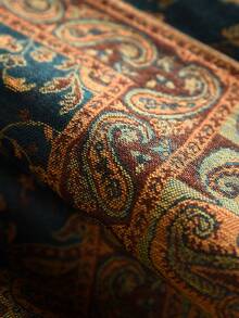 1件波西米亚风流苏佩斯利提花羊绒披肩/围巾/披肩 红色围巾 - 孔雀藍 - 查看 3