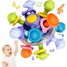 Sonajero Masticar Juguetes para Bebe, Goma Dental Montessori Juguetes,Sensoriales para Mordedores de Bebés, Adecuados para la Dentición, Auditivo y Visual,40985958 - Multicolor - Ver 1