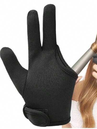Heat Resistant Left & Right Hand Hairdressing Gloves - Thickened Five-Finger Design, With Adjustable Strap, Suitable For Salon DIY