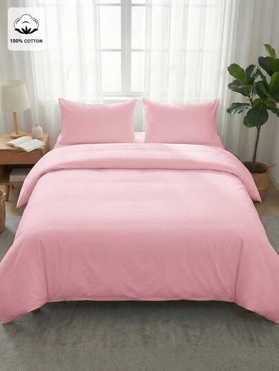 2/3 piezas Juego de Ropa de Cama de 100% Algodón, Ropa de Cama Rosa, Decoración Acogedora de la Habitación, Juego de Ropa de Cama Suave y Transpirable, Juego de Ropa de Cama Cómodo Anti-Pelusas, Suave y Amigable con la Piel, Funda Nórdica y Funda de Almohada Minimalista, Sin Edredón, Apto para Todos los Tamaños de Cama, Adecuado para Todas las Estaciones, Textil para el Hogar, Juego de Ropa de Cama como Regalo, Lavable a Máquina