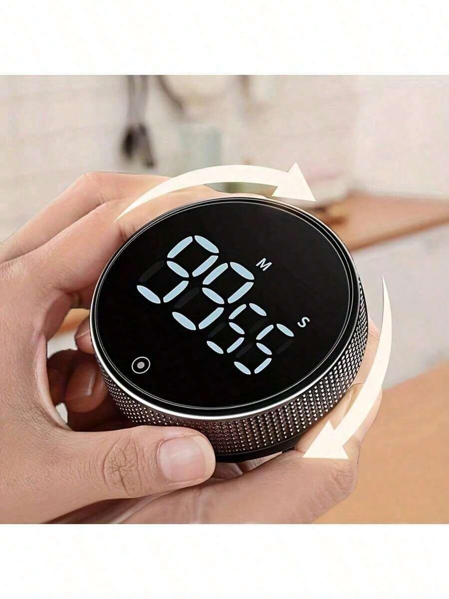 Multifunctional Round Timer, Forward And Backward Countdown. Battery Powered (3 X AAA Batteries), Large LED Display, Timing Function, 3 Adjustable Silent Modes, Bi-Directional Rotation, Magnetic Design For Easy Placement, Versatile For Cooking, Baking, Classroom, Study And Sports