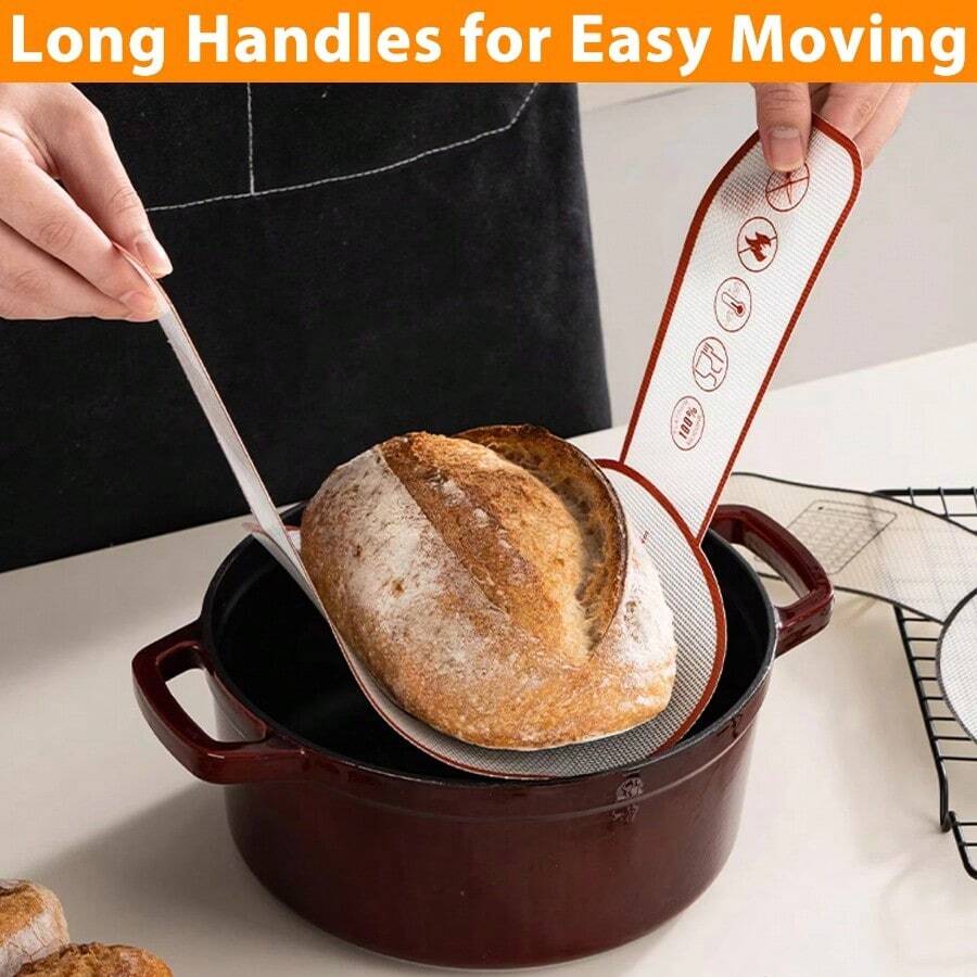 Reusable Long Handle Silicone Dutch Oven Bread Sling Non Stick Transferable Dough Baking Mat Liner - Multicolor - View 1