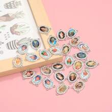 20 件水钻镶嵌随机混合宗教图标连接器和十字架吊坠套装，非常适合 DIY Y 形项链、念珠和其他珠宝 - 10中心連接器+10十字架 - 查看 9