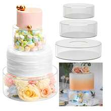 1pc Transparent Acrylic Cake Stand With Fillable Compartment, Suitable For Party, Wedding Cake Decoration, Christmas - Clear - View 3