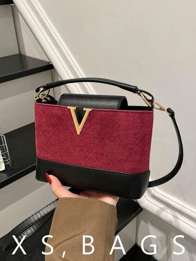 2026新款时尚撞色休闲水桶单肩包，时尚斜挎包