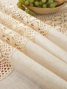 1pc 100% Polyester Faux Linen Fabric Vintage Solid Color Tablecloth With Tassels, Minimalist & Elegant, Suitable For Kitchen, Dining Table, Desk, Vanity, Decor, Home Decoration, Floral Table Cloth, Living Room, Bedroom, Yard, Indoor Outdoor, Outdoor Furniture, Camping, Villa, Holiday, Party, Family Gathering, Festival Decoration, Party Wedding Decorations, Multiple Sizes Available, All Season Use - Beige - View 8