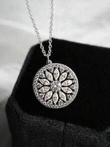 1件浪漫立方氧化锆项链吊坠，女士情人节礼物，结婚首饰 - 1# - 查看 2