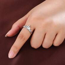 1pc Classic Cross Design Cubic Zirconia Inlaid Women Fashion Ring - Multicolor - View 7