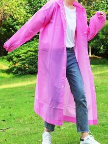 一件可重复使用的雨披，采用EVA防水材料制成，带帽，宽松长袖设计，方便户外活动。 - 彩色 - 查看 6