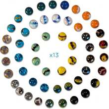 Set de 52 Canicas de Vidrio – 13 Estilos y Colores Distintos, 4 Canicas por Color – Incluye Práctico Envase para Fácil Almacenamiento,40994849 - Multicolor - Ver 6