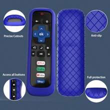 Dark Blue Silicone Sleeve Cover For Roku Stick Remote Case Compatible With Hisense And  Smart TV Controllers Protective Holder For Remote Control - 夜光藍 - 查看 4