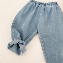 Baby Jeans Pants, Cute Unisex Infant Denim Trousers, Versatile Casual Long Pants, Fashion Carrot Pants, Suitable For Spring And Autumn - Light Wash - View 9