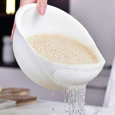 1pc Multi-Functional Plastic Rice Washing Bowl, Rice Washer, Vegetable Basket, Fruit & Vegetable Drainer - Suitable For Healthy Meal Prep And Efficient Kitchen Use, Practical Kitchen Tool