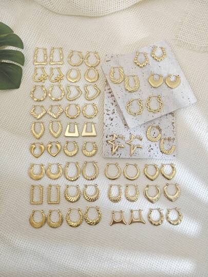 4/8/10/12 Pairs Vintage Gold Earrings For Women, Stainless Steel Earrings Hoops For Women Multipack Earring Sets Golden Hoop Earrings For Teen Girls Statement Fashion Bulk Earrings Hoop Earrings For Teen Girls Lucky Pack-Random Shipping-Styles Will Not Be Repeated Earring Packs Gold