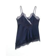 Seelio Nueva Llegada Moda Mujer Encaje Decoración Parte Superior Estilo Lencería Sexy Verano - Azul Marino - Ver 9