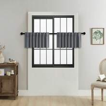 1片或2片装可调节尺寸窗帘套装，遮光窗帘，隔热纯色窗帘，适用于客厅、办公室、卧室 - 炭黑色 - 查看 34