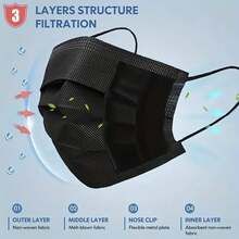 3-Ply Non-Woven Disposable Face Masks, Black, For Adults And Children - Multicolor - View 9