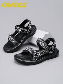 1 Pair Men's Outdoor Beach Sandals, Non-Slip Casual Shoes - Black - View 5