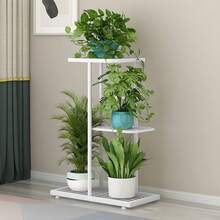 Plant Stand Metal 3 Tier 4 Potted Multiple Flower Pot Holder Shelf Indoor Outdoor Planter Display Shelving Unit For Patio Garden Corner Balcony Living Room (Gray) Visit The CiCixixi Store - White - View 1