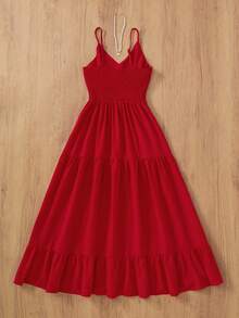Solid Color Elegant Casual Loose Backless A-Line Dress, Suitable For Parties, Formal Events, Weddings, Spring/Summer Party Red - Red - View 2