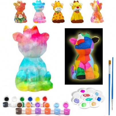 Kit de pintura con agua para niños,manualidades para niños,pintable DIY Luz Nocturna de ciervo,con 12 pinturas,arte para niños,40994233